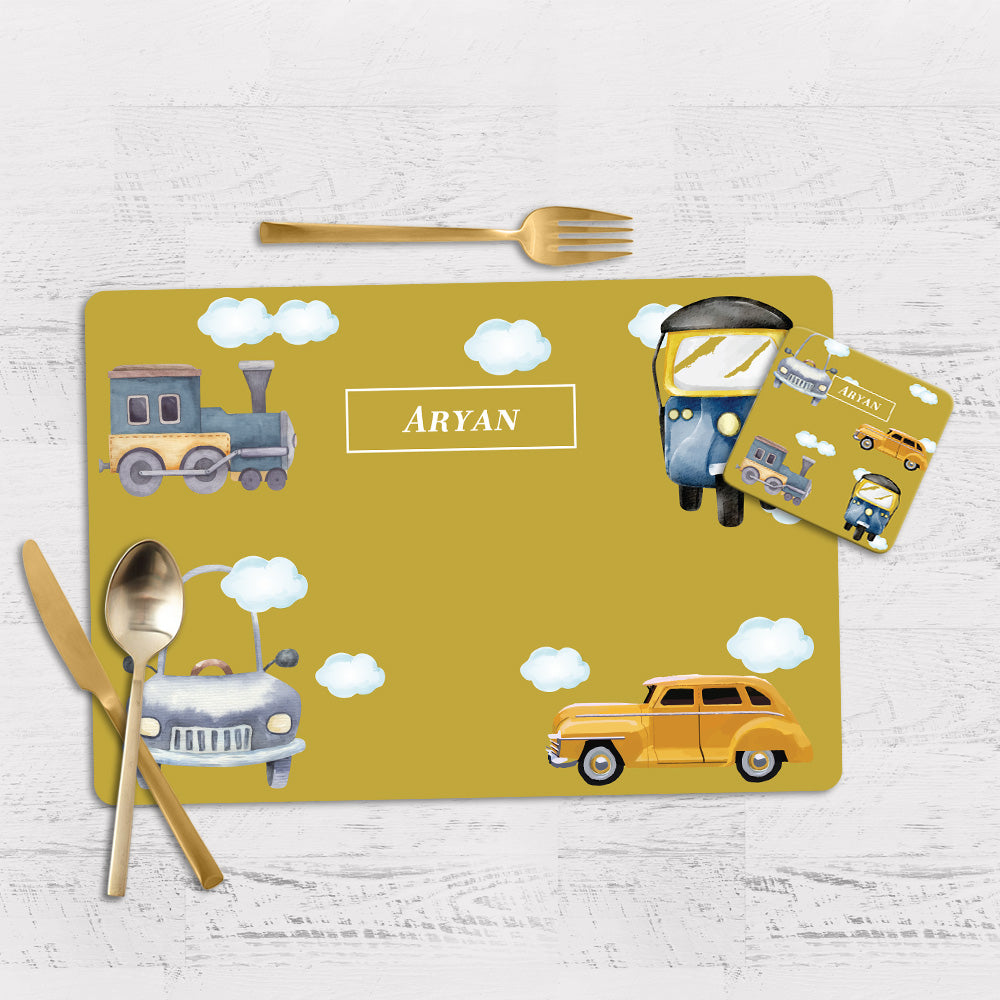 Transport Tableware Set (kids) (4 Placemats & 4 Casters)