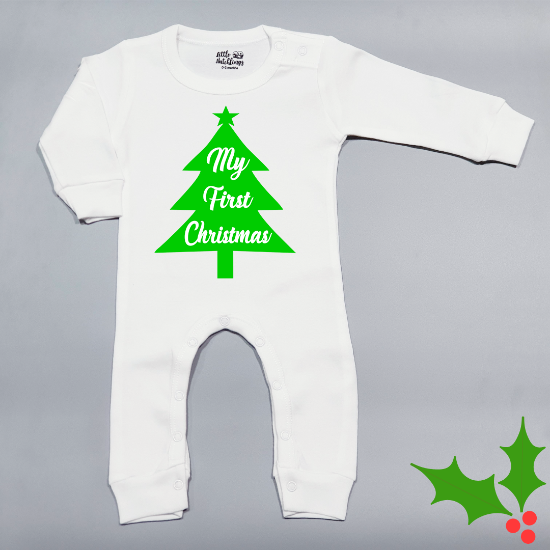 My Green Christmas Tree White Onesies / Full Romper / Tshirt