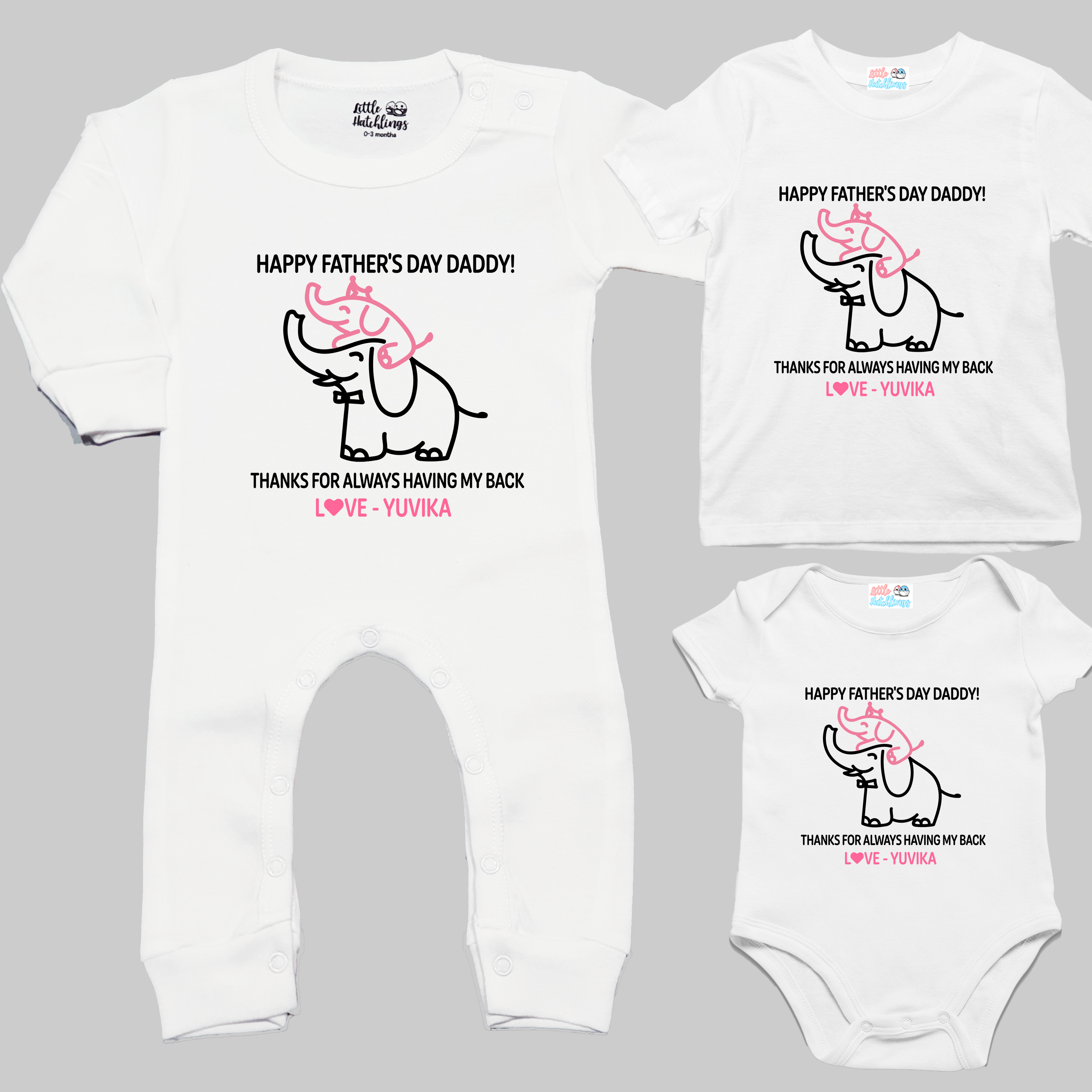 Daddy Thank You For Having My Back White Onesie / Romper / Tshirt (Pink)