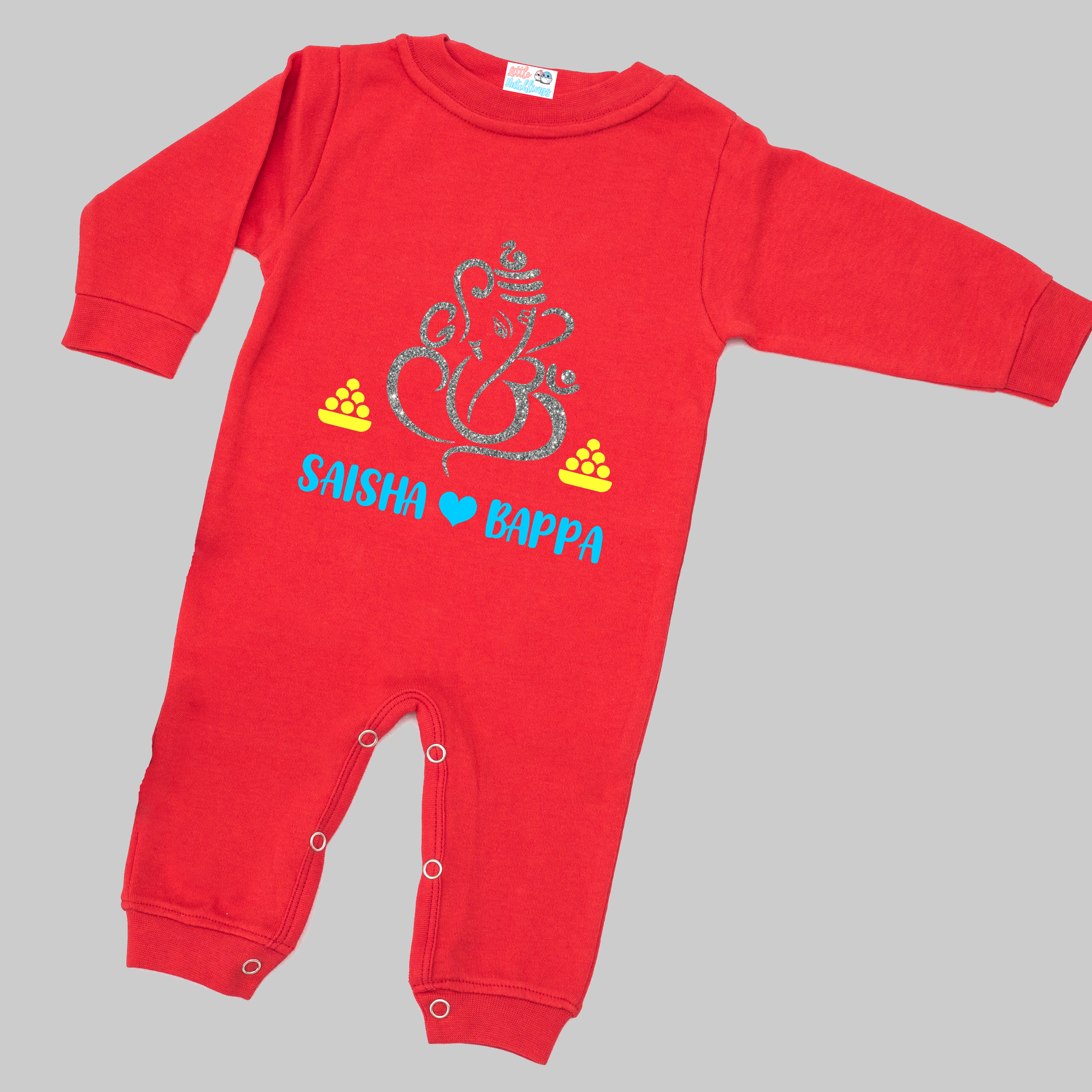 Personalized Love Bappa Red Onesie / Tshirt / Full Romper