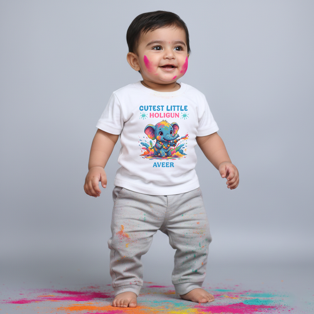 Cutest Little Holigun White (Elephant) Onesie/ Full Romper / Tshirt