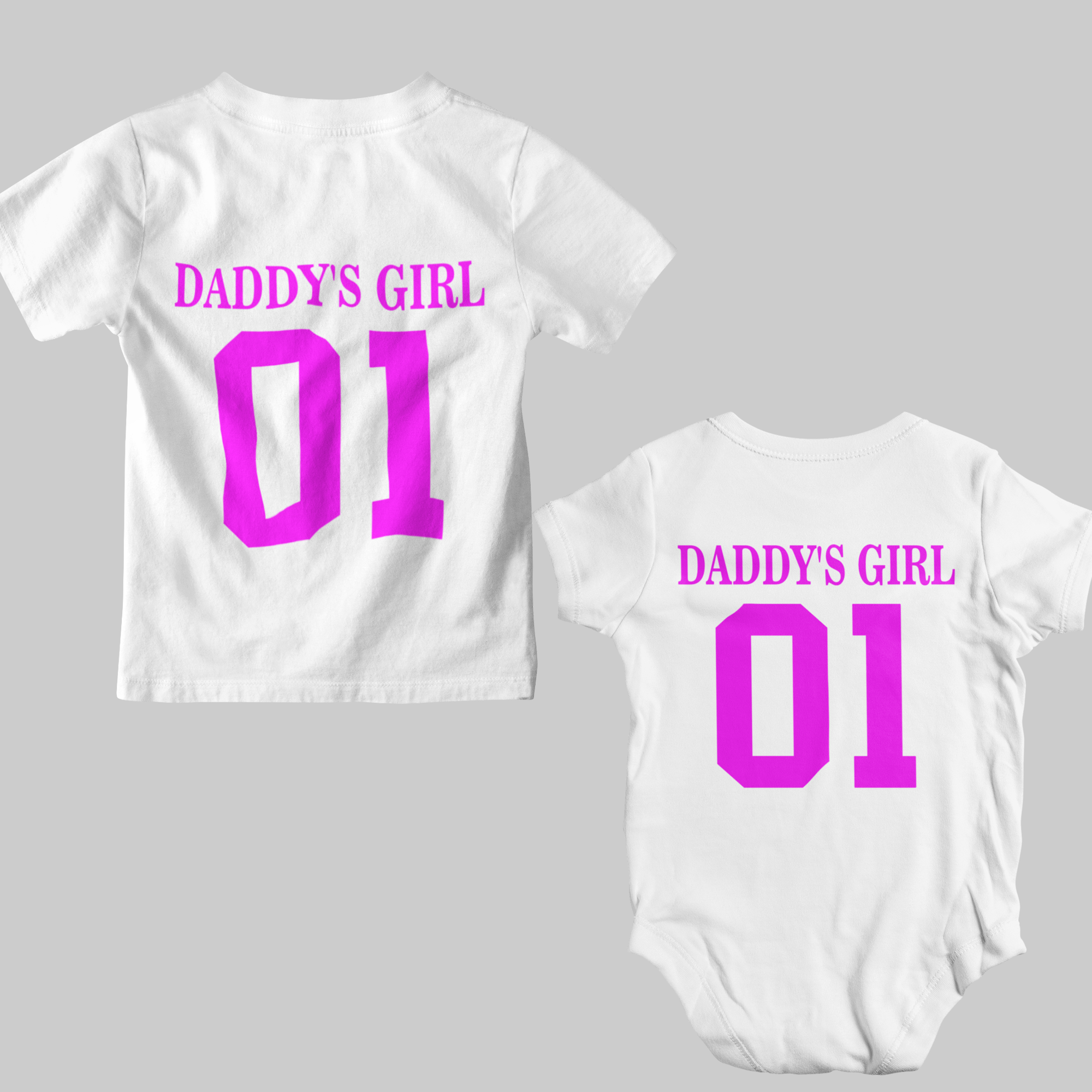 Daddy + Daddy's Girl Number Combo Black & White- Adult Tshirt + Kids Tshirt