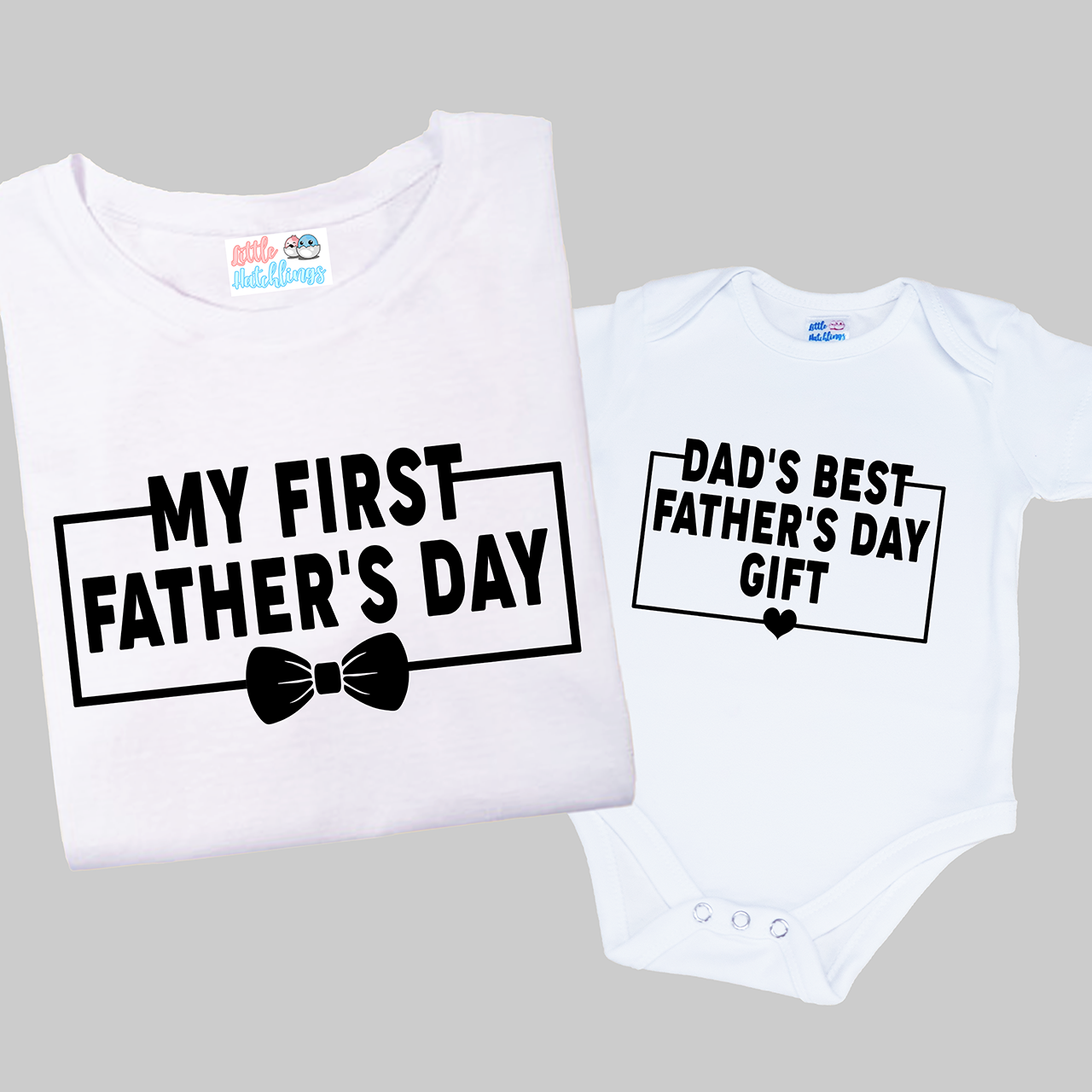Father's Day Gift White Combo - Adult Tshirt + Kids Tshirt