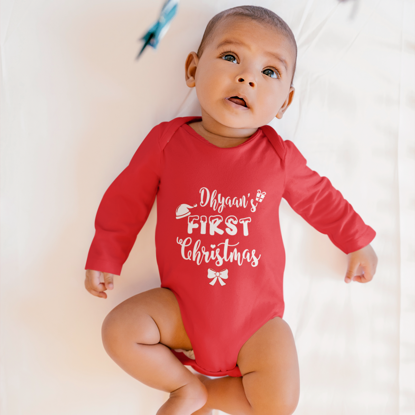 Personalised First Christmas Bow Onesies / Full Romper