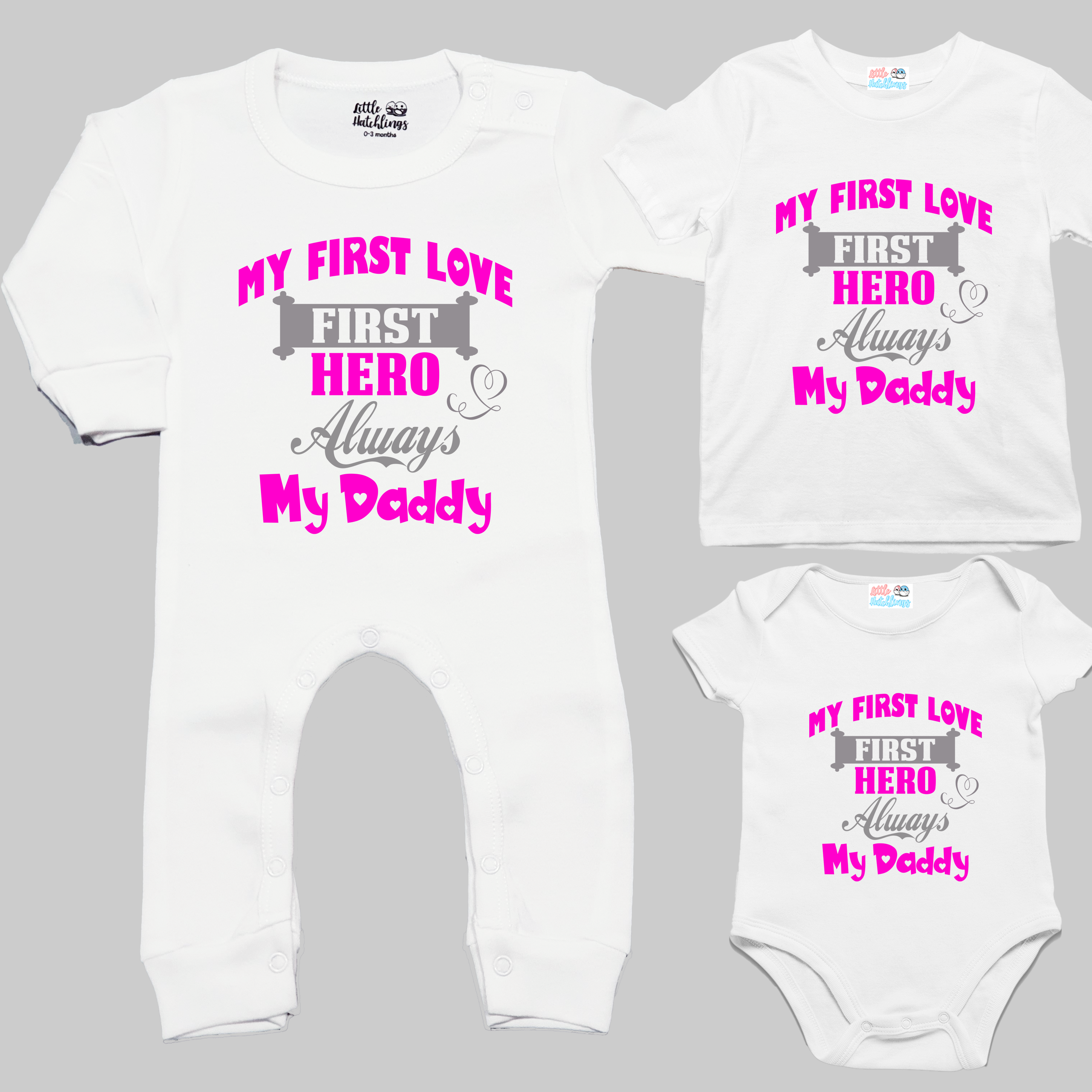 First Love First Hero My Daddy White Onesie / Romper / Tshirt