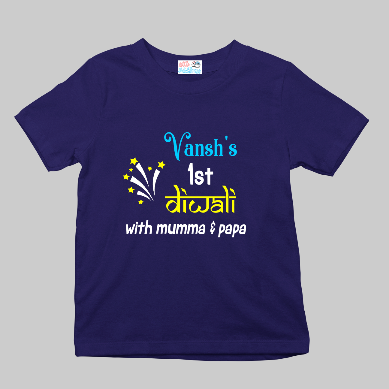 First Diwali with Mummy Papa Personalized Navy Blue Onesie / Tshirt