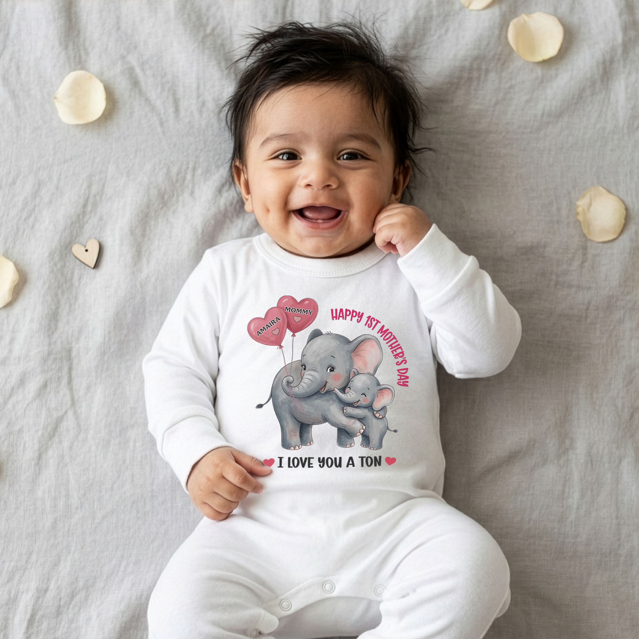 Our 1st Mother's Day White (Elephant Balloons)