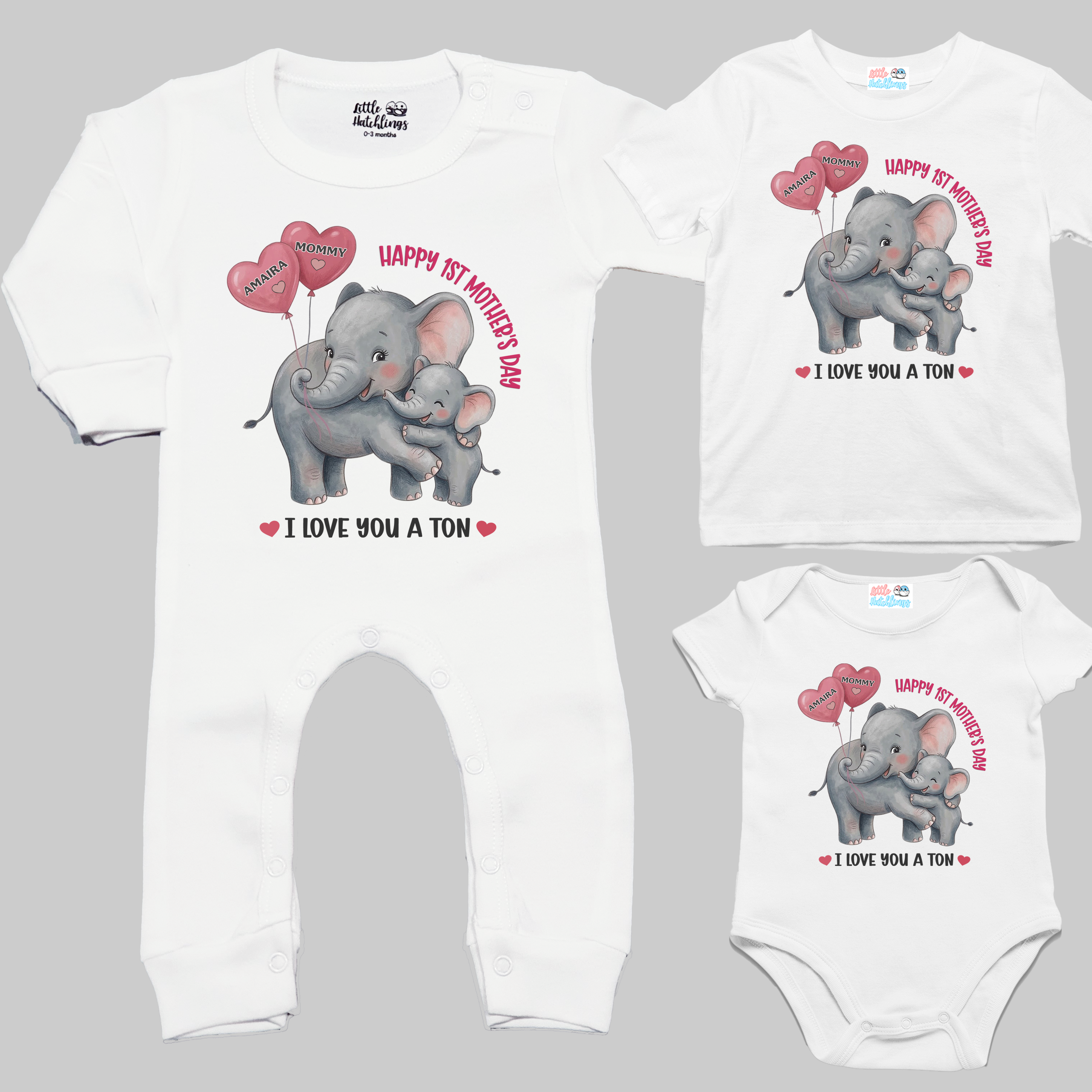 Our 1st Mother's Day White (Elephant Balloons)