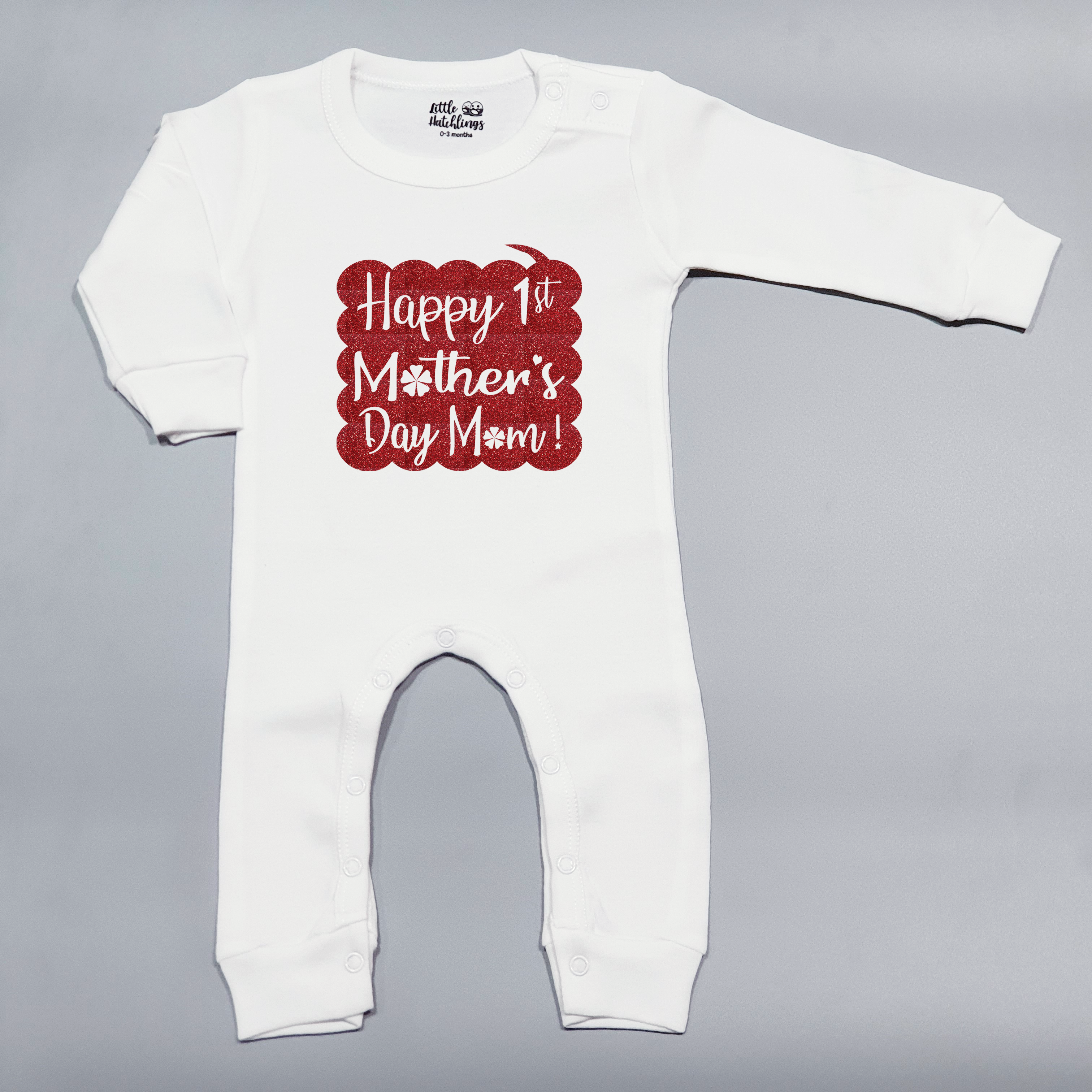 Happy 1st Mother's Day Glitter - WhiteOnesie / Romper / Tshirt