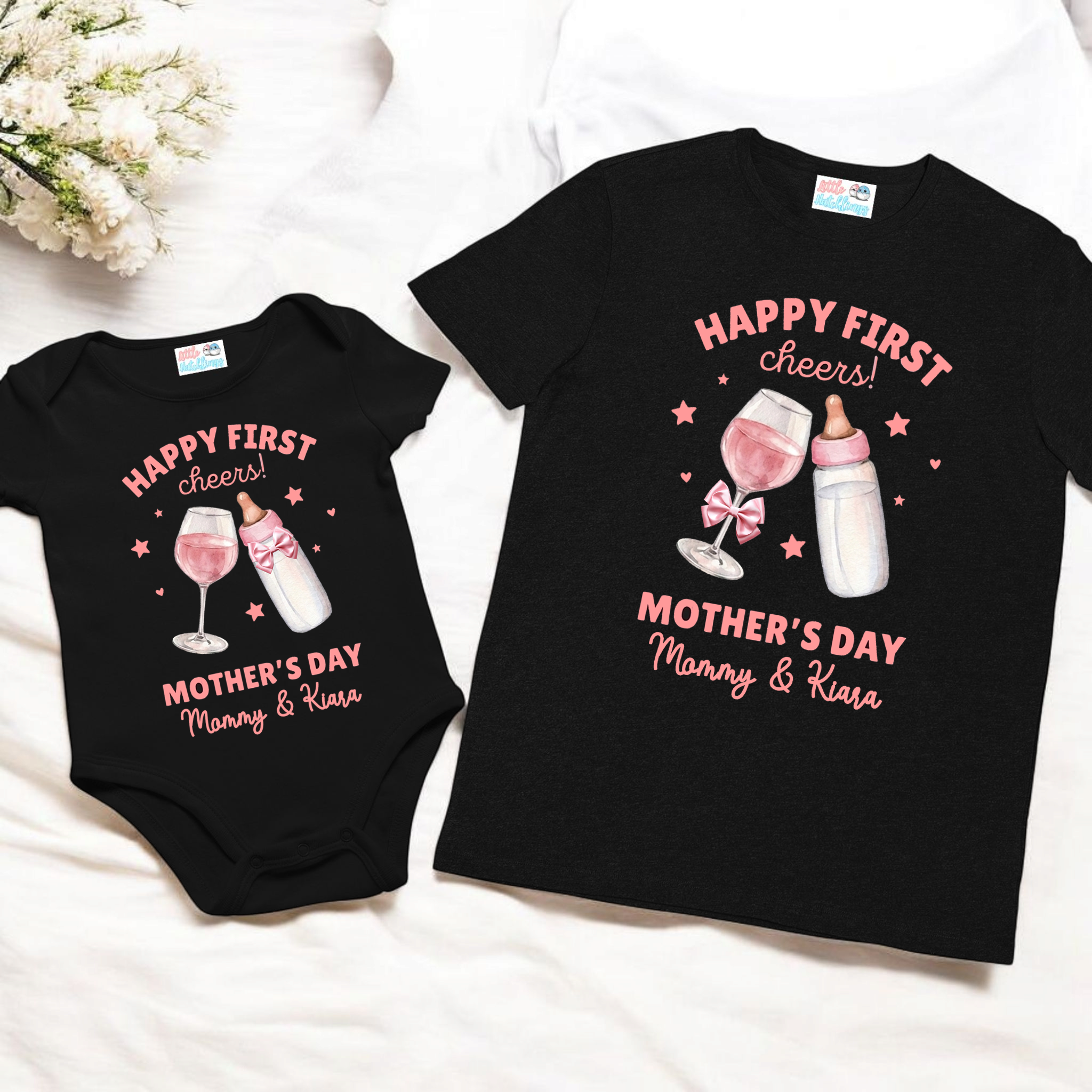 Happy First Mother's day Black Combo (Cheers)