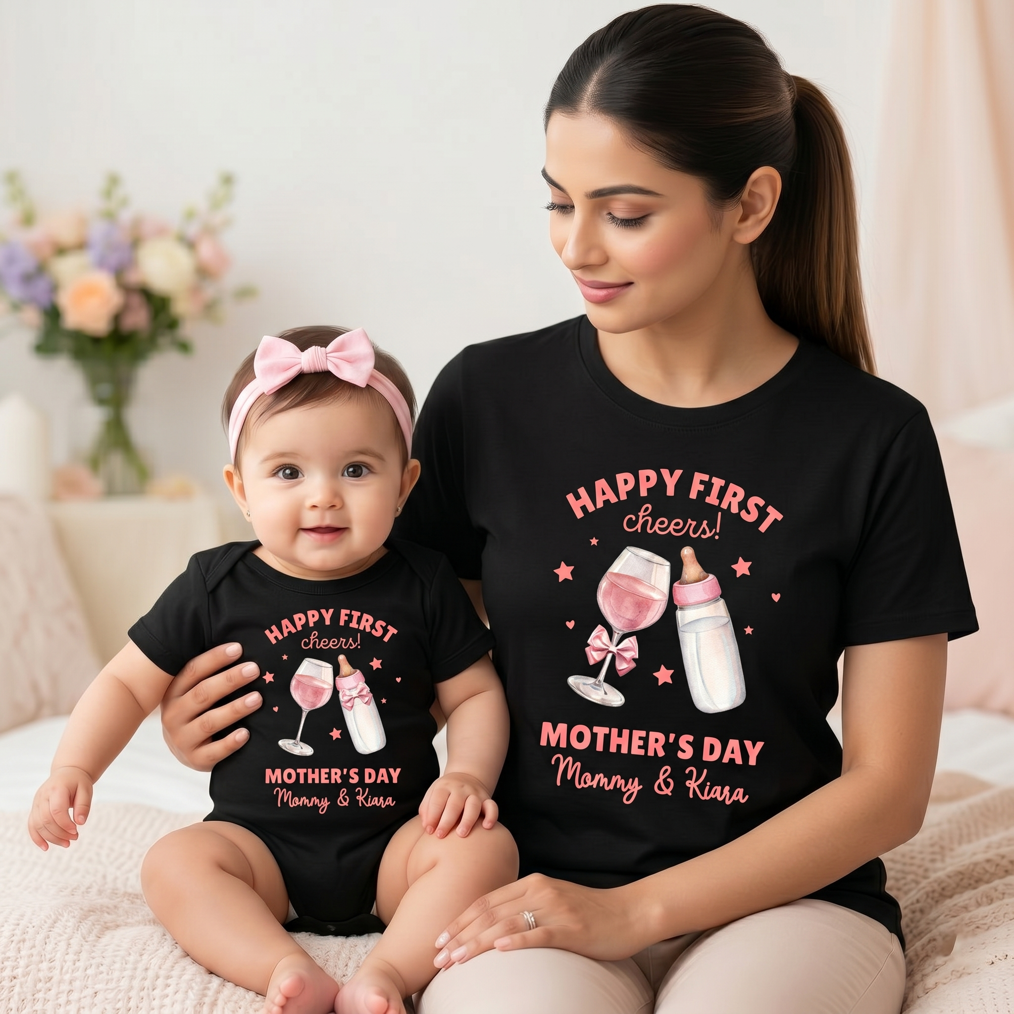 Happy First Mother's day Black Combo (Cheers)