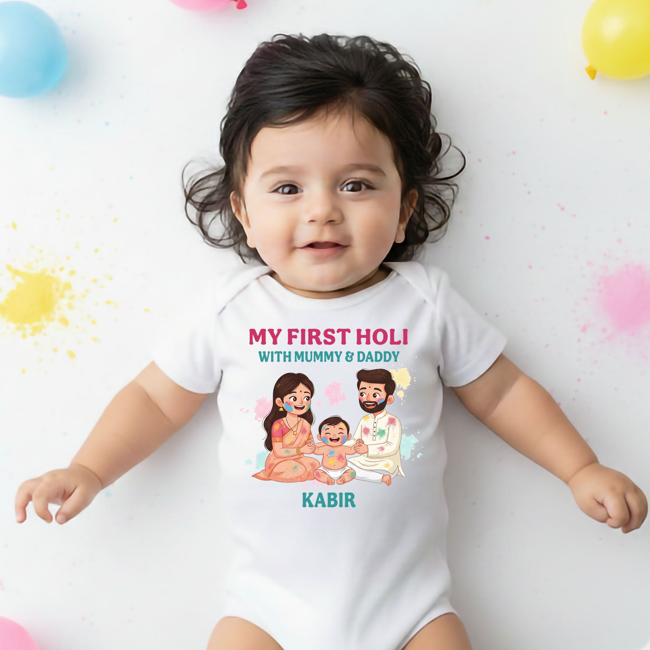 My First Holi White (Family) Onesie/ Full Romper / Tshirt