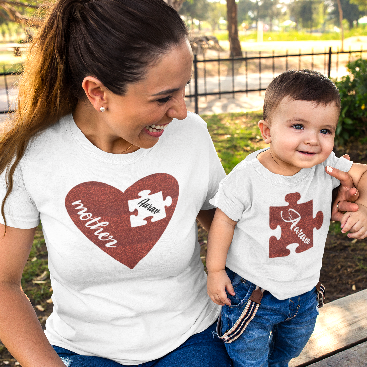 Mother Kid Heart Puzzle White Combo (Mother's Day)