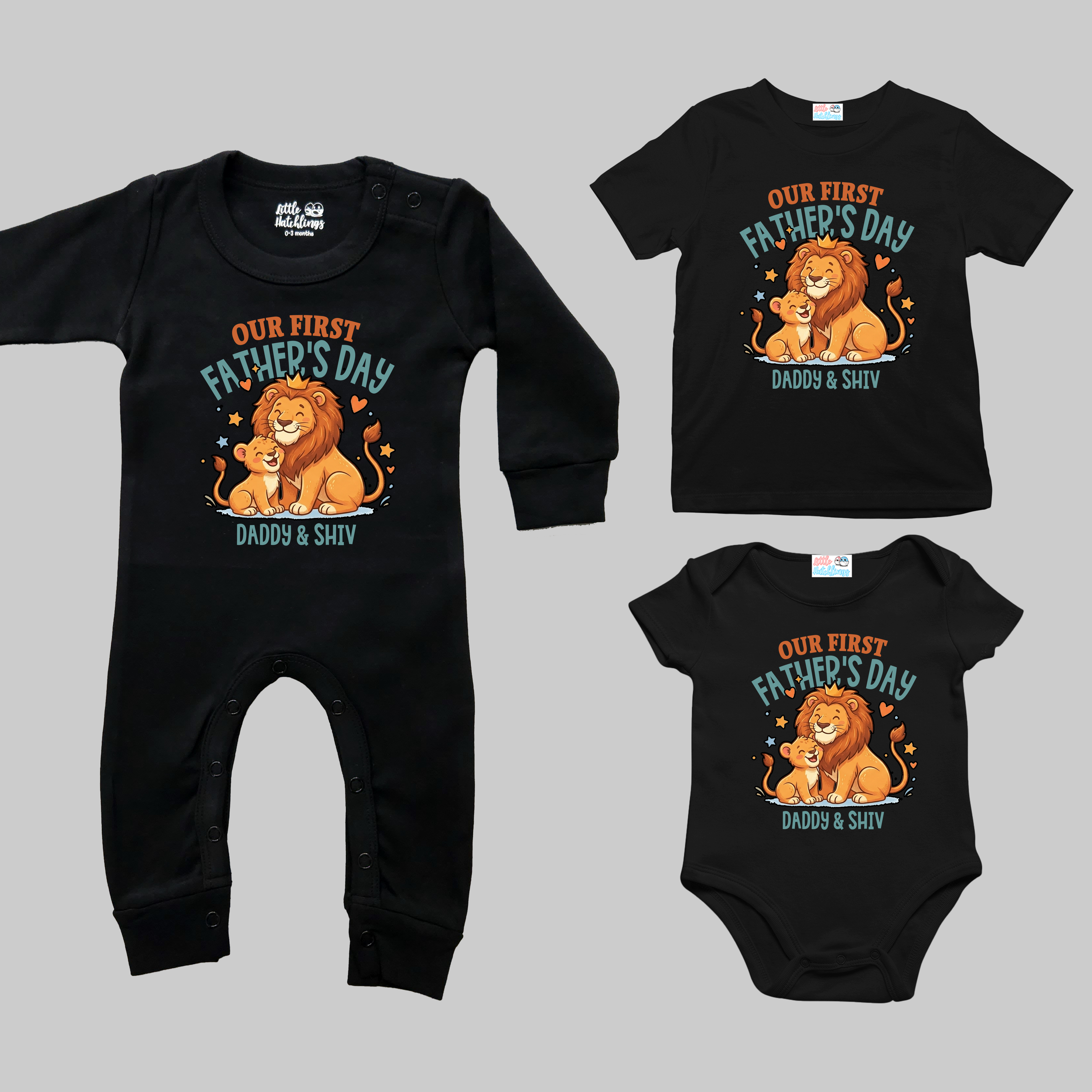 The Father's Day Combo - Our First Father's Day With Name Black (Lion)