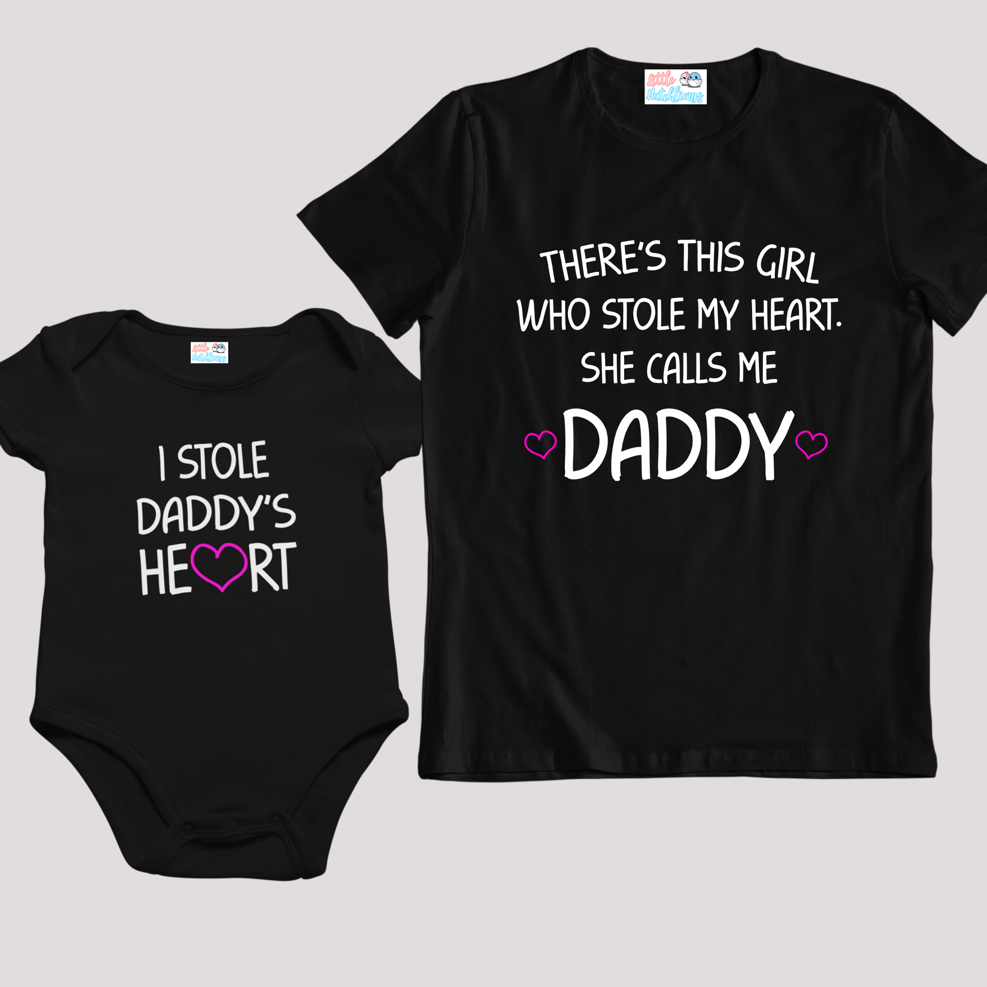 I Stole Daddy's Heart Black Combo Adult Tshirt + Full Romper