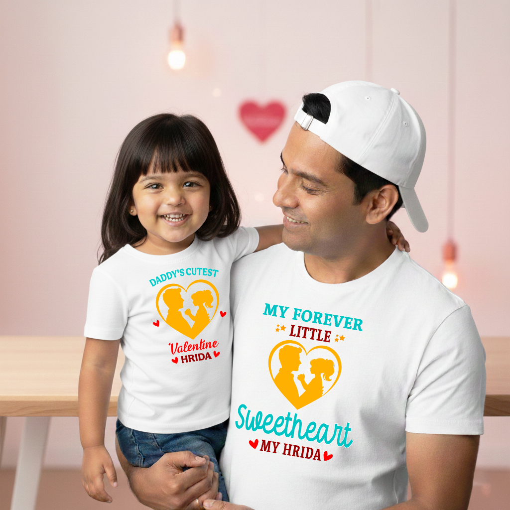 Dad Daughter Valentine's Combo White