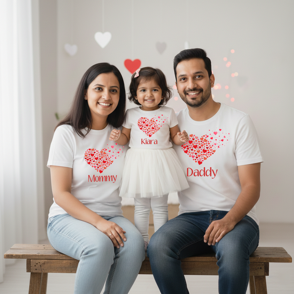 Heart Family Combo with Names White