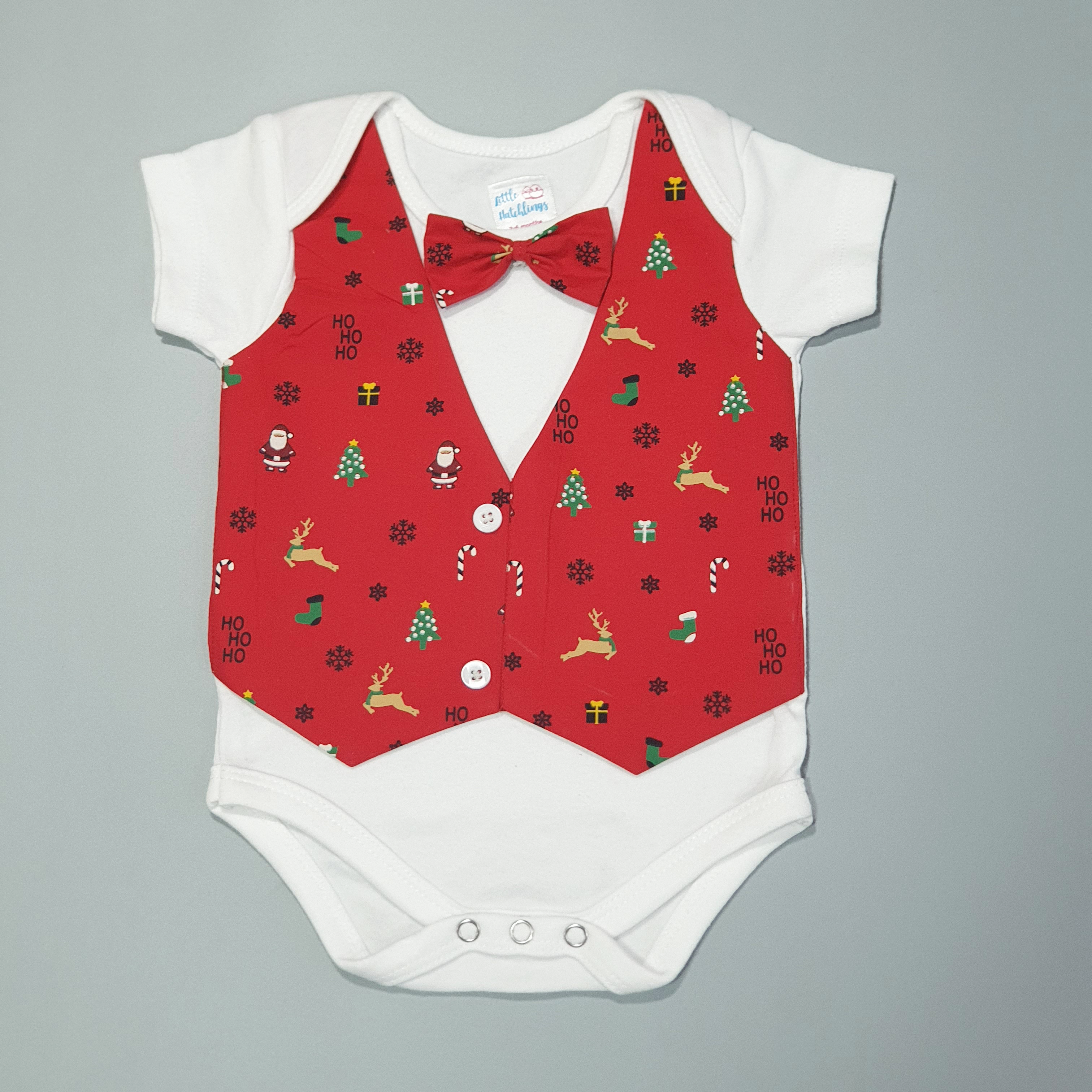 Xmas White Onesie with Attached Red Ho Ho Ho Jacket