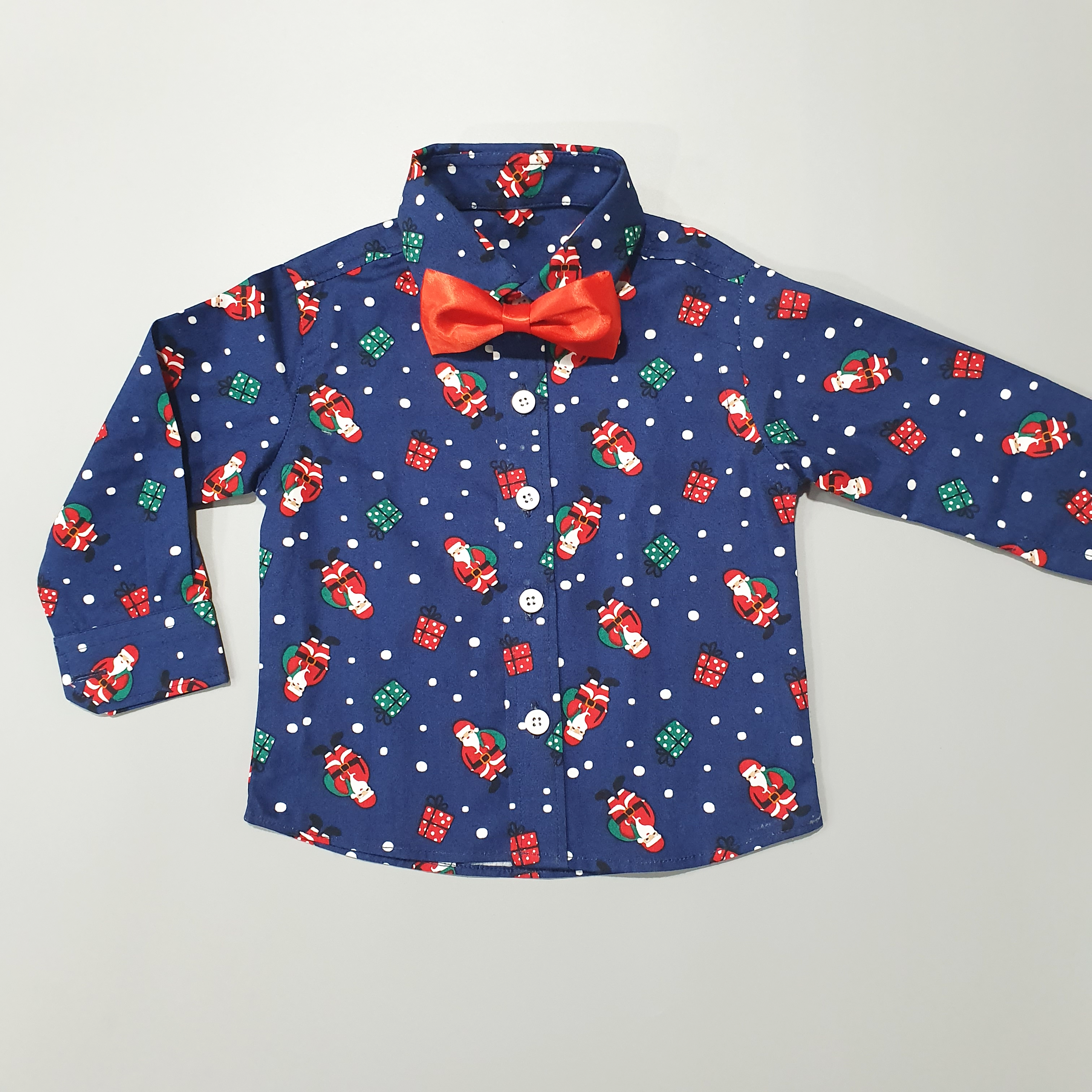 Christmas Blue Shirt with Bow Tie (Santa)