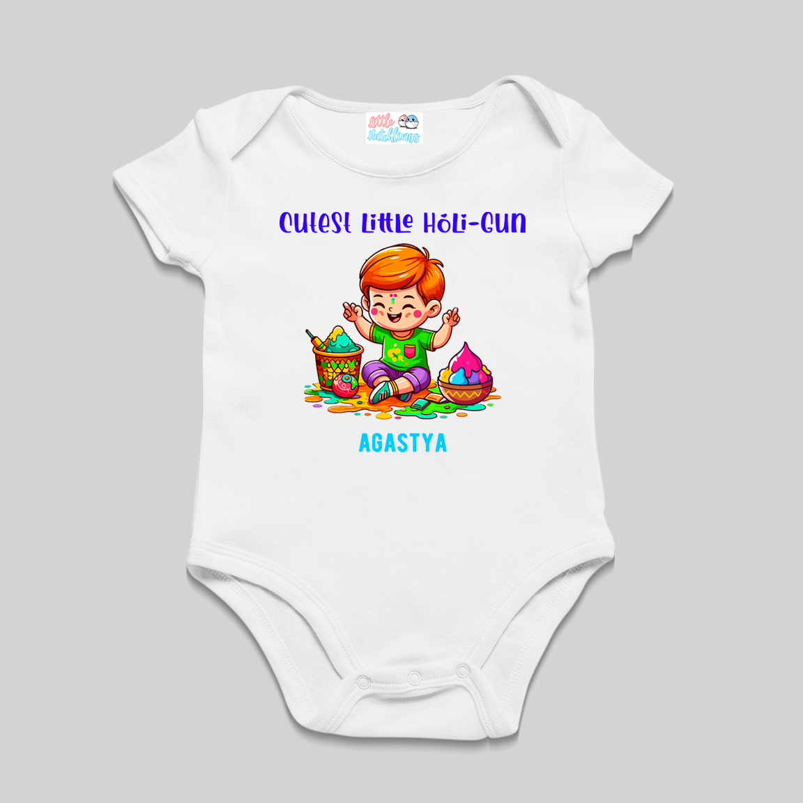 Cutest Little Holi-gun With Name White (Boy)