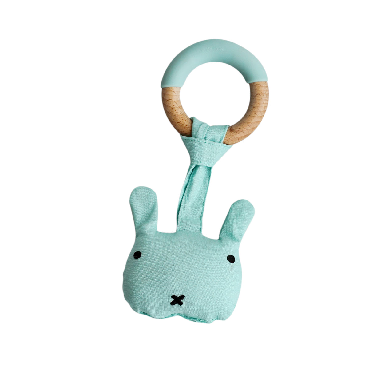 Wood Plush Rattle Teether Toy - Blue