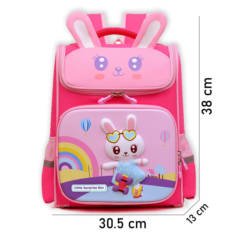 Dual Pink 2d Pop Rabbit School Backpack for Kids,5yrs - 8 yrs