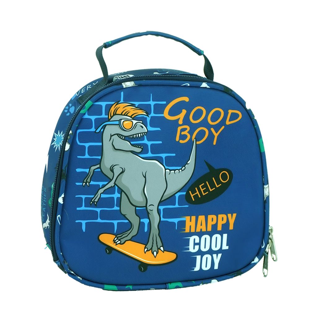 3pcs Blue Skating Dino Matching Backpack, Lunch Bag and Stationery Pouch,5yrs - 9yrs