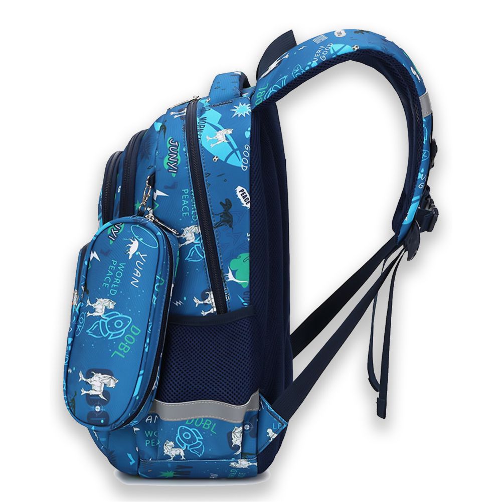 3pcs Blue Skating Dino Matching Backpack, Lunch Bag and Stationery Pouch,5yrs - 9yrs