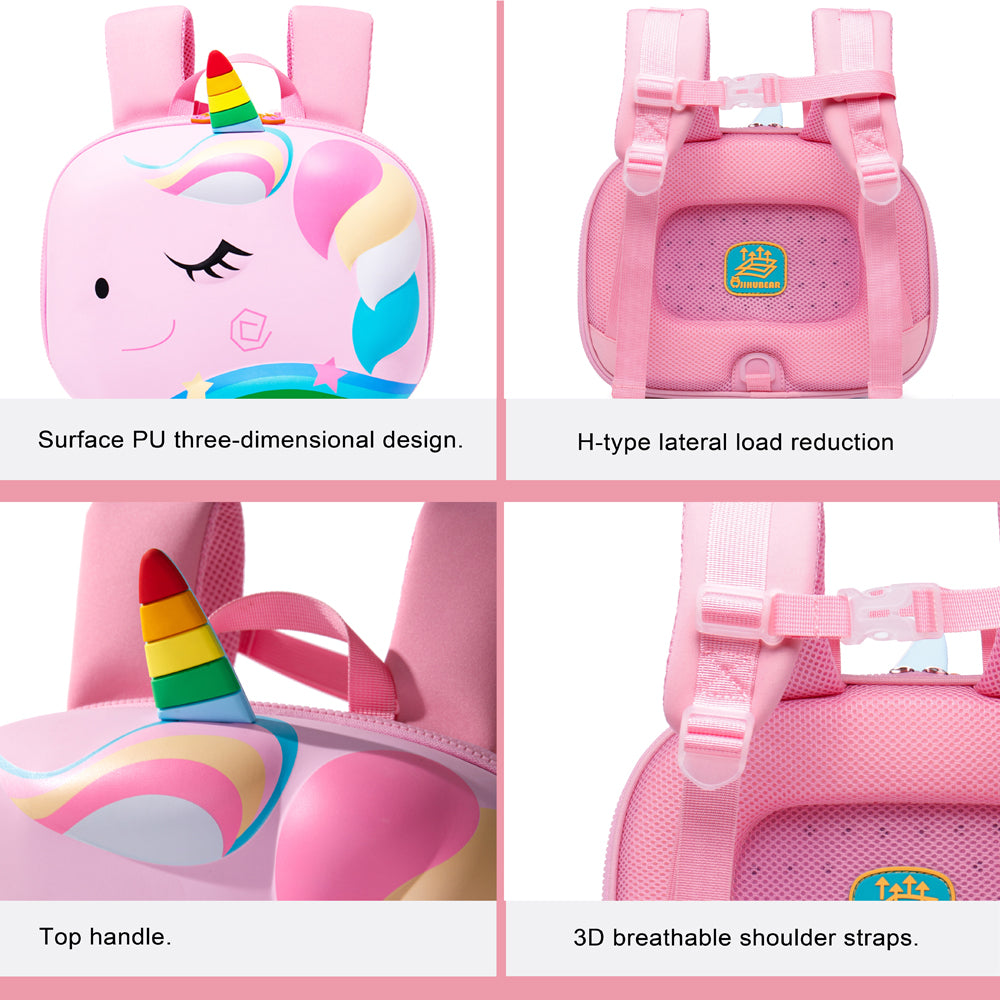 Little Surprise Box, Flashy The Unicorn, 3D Light Weighted Ergo Backpack For Toddlers & Kids With Leash.