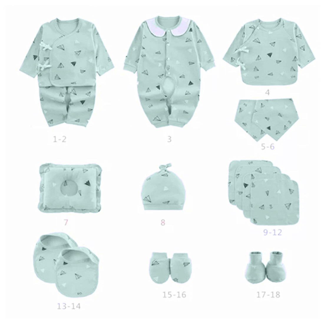 Newborn Baby Boy/Baby Girl 21pcs Gift Box, Mint Green (0 - 12 Months)