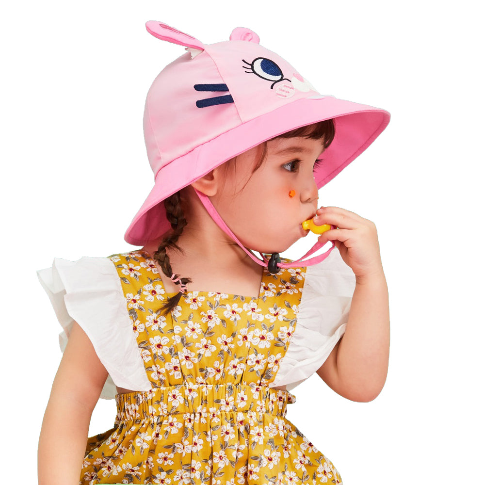 Little Surprise Box 3d Black whisker Bunny Wide Coverage Sun Hat for Kids& Toddlers with Adjustable Strap