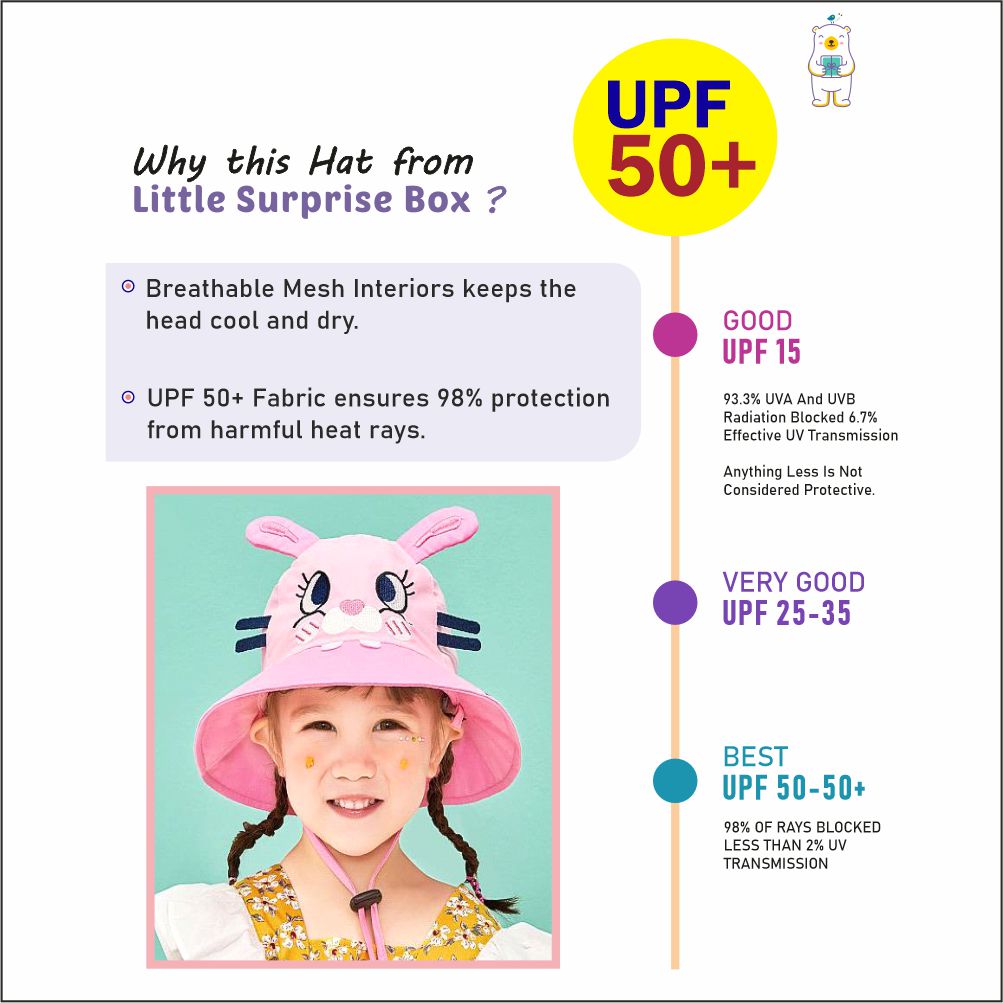 Little Surprise Box 3d Black whisker Bunny Wide Coverage Sun Hat for Kids& Toddlers with Adjustable Strap