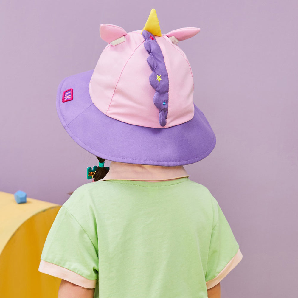 Little Surprise Box 3D Horn Unicorn Wide Coverage Sun Hat for Kids& Toddlers with Adjustable Strap
