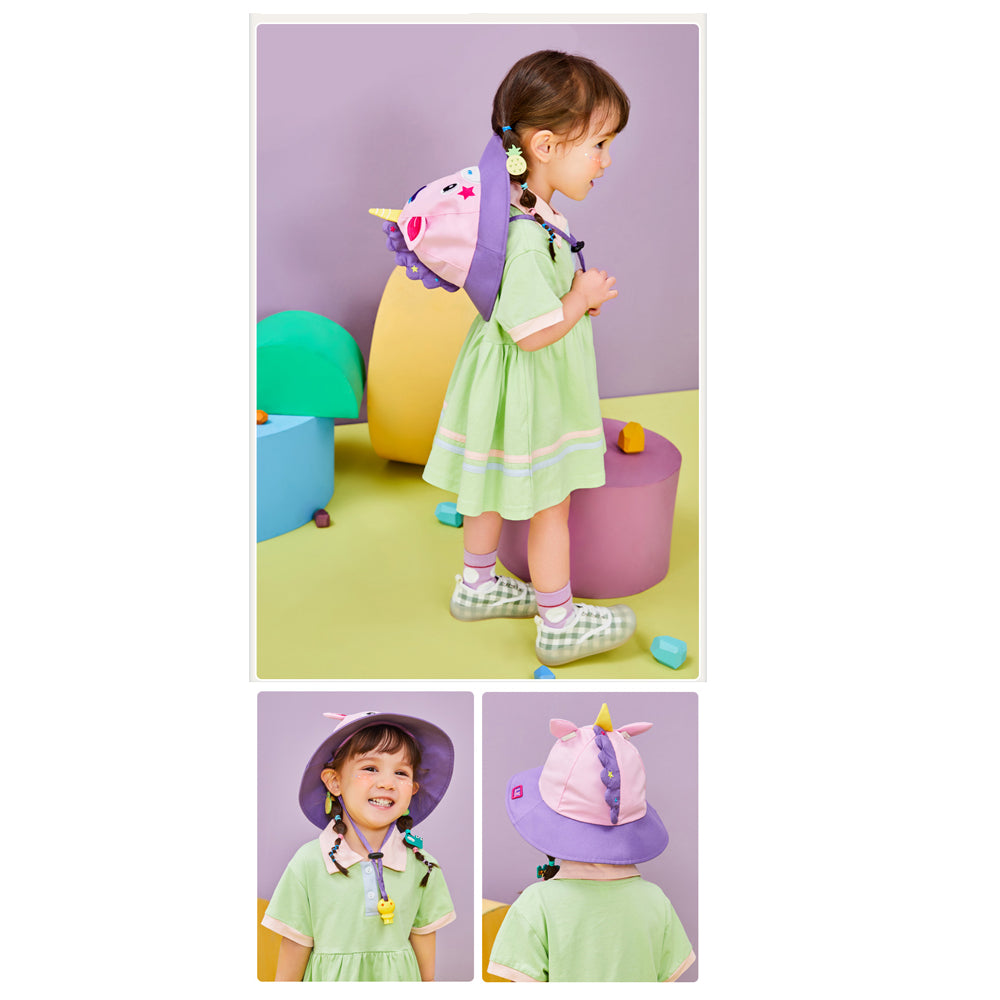 Little Surprise Box 3D Horn Unicorn Wide Coverage Sun Hat for Kids& Toddlers with Adjustable Strap