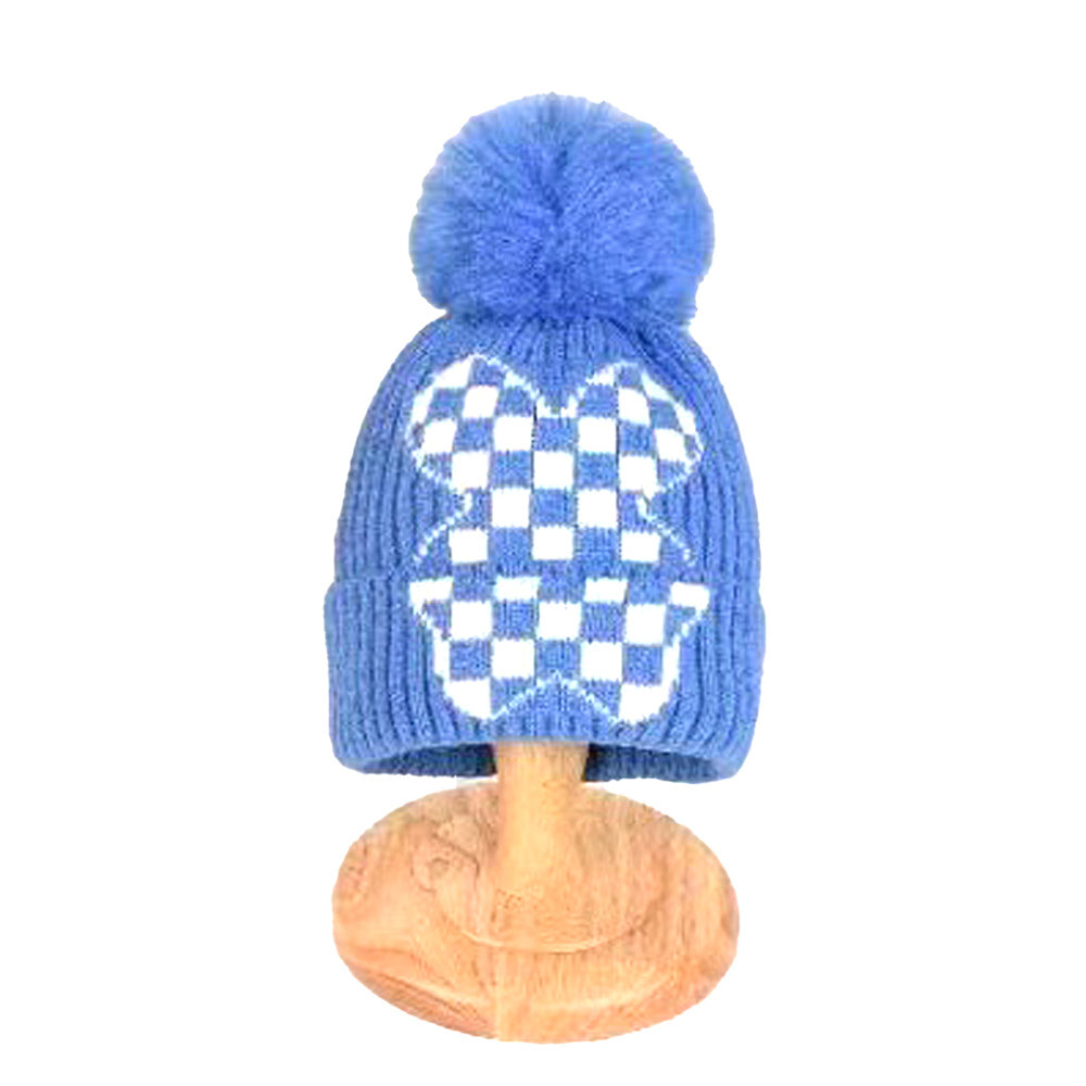 Little Surprise Box Blue Checkered Winter Cap Beanie & Matching Neck Muffler 2pcs Set