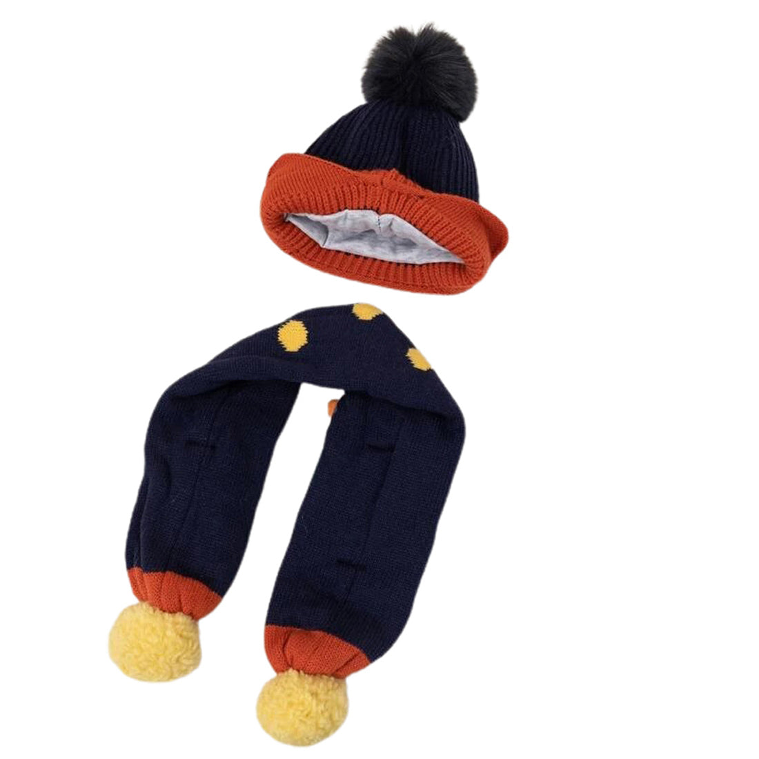 Navy Blue Naughty Monster Kids Winter Cap & Neck Muffler Set