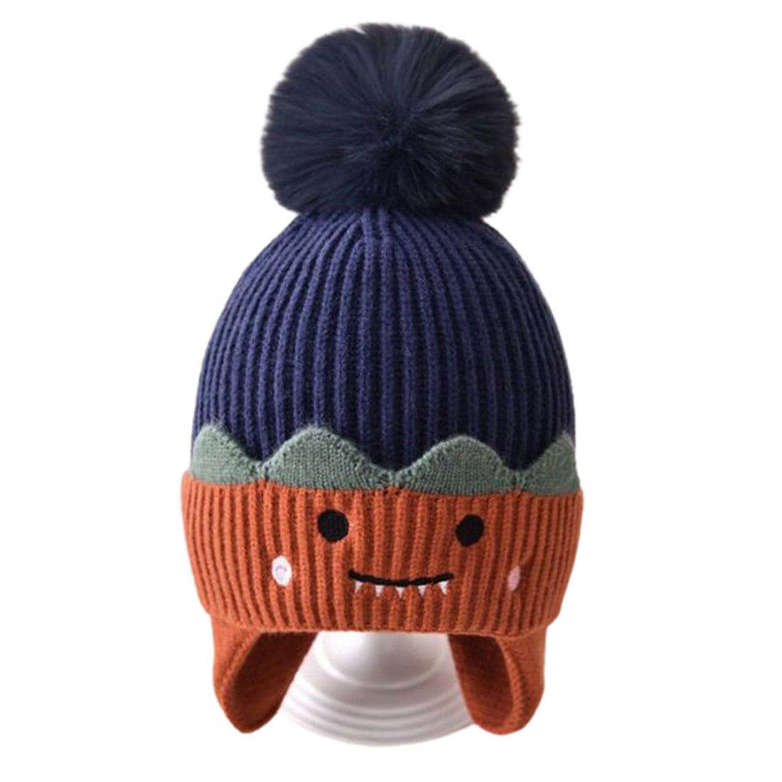 Navy Blue Naughty Monster Kids Winter Cap & Neck Muffler Set