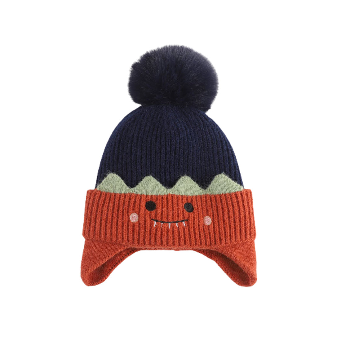 Navy Blue Naughty Monster Kids Winter Cap & Neck Muffler Set