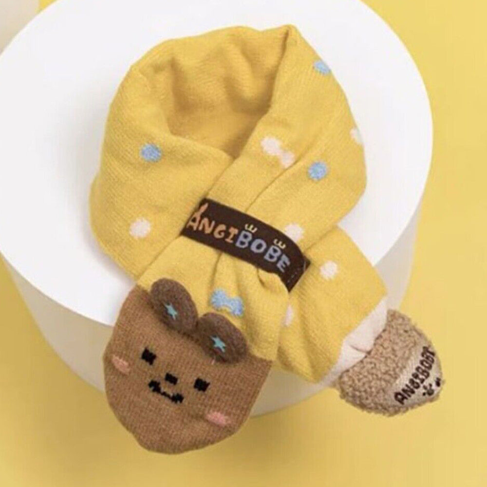 Little Surprise Box Yellow Ted Winter Cap Beanie & Matching Neck Muffler 2pcs Set, 3yrs- 8yrs