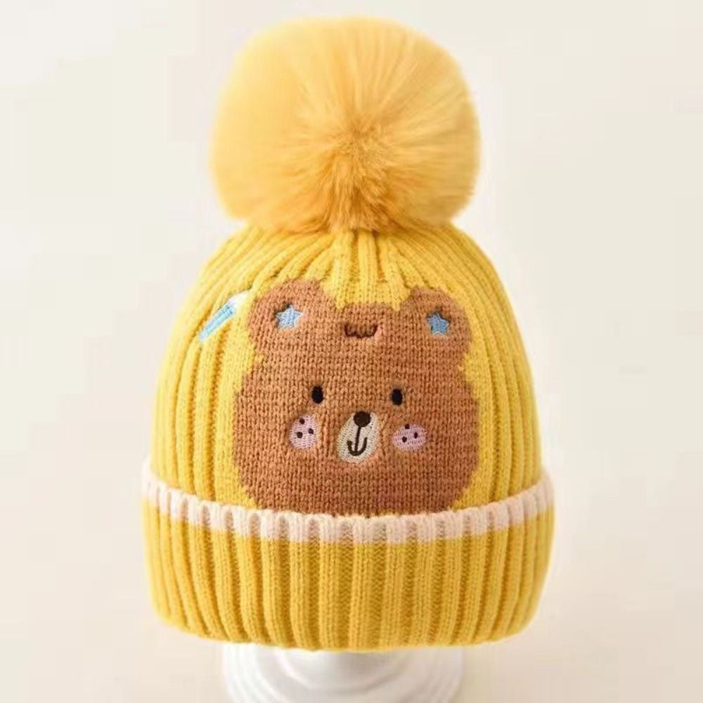 Little Surprise Box Yellow Ted Winter Cap Beanie & Matching Neck Muffler 2pcs Set, 3yrs- 8yrs