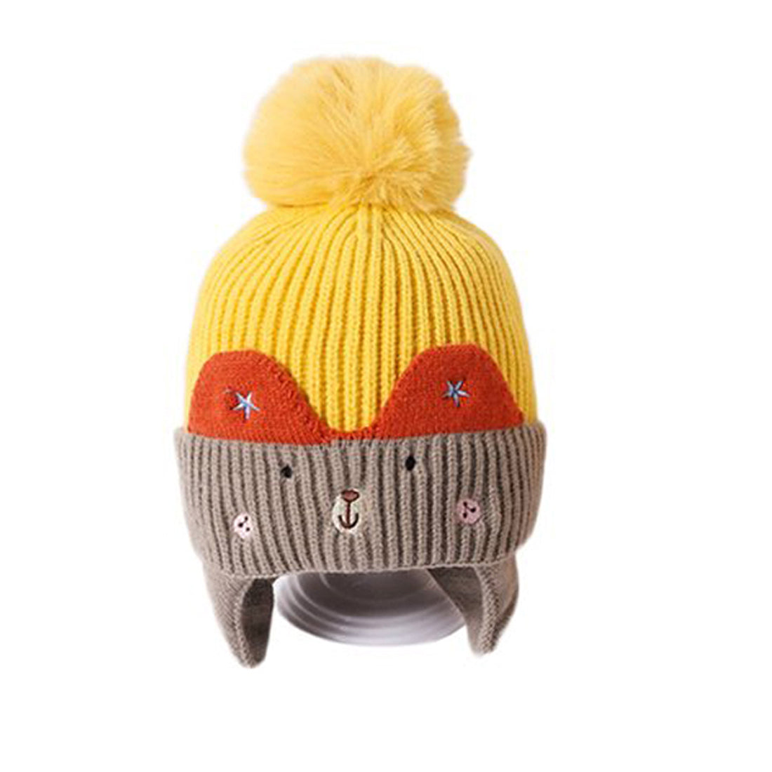 Yellow & Grey Bear Winter Cap & Neck Muffler Set