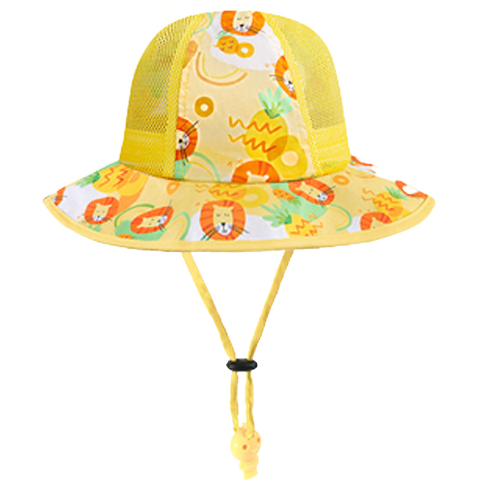 Little Surprise Box Yellow Lion breathable Net wide brim Sun Hat for Kids& Toddlers with Adjustable Strap