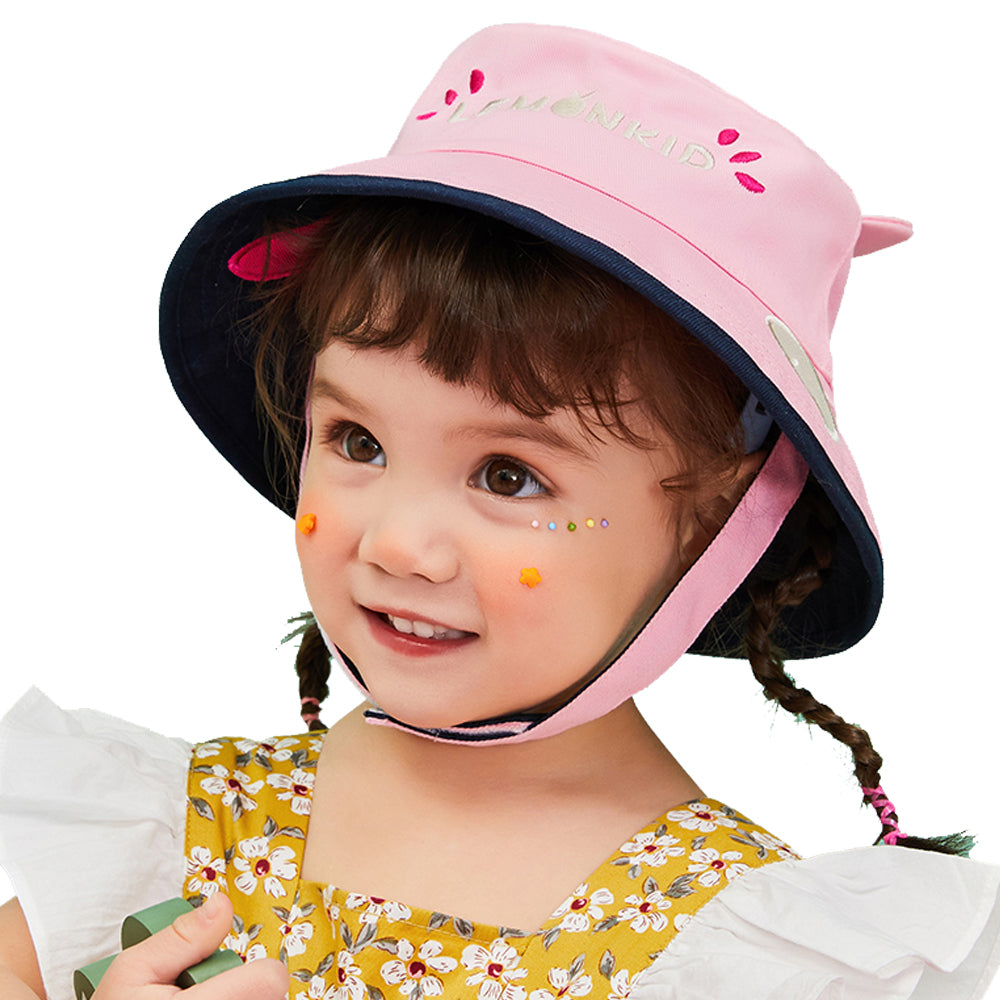 Little Surprise Box Pink & Navy Dual Side Reversible Sun Hat with UPF50+ for Toddlers& Kids