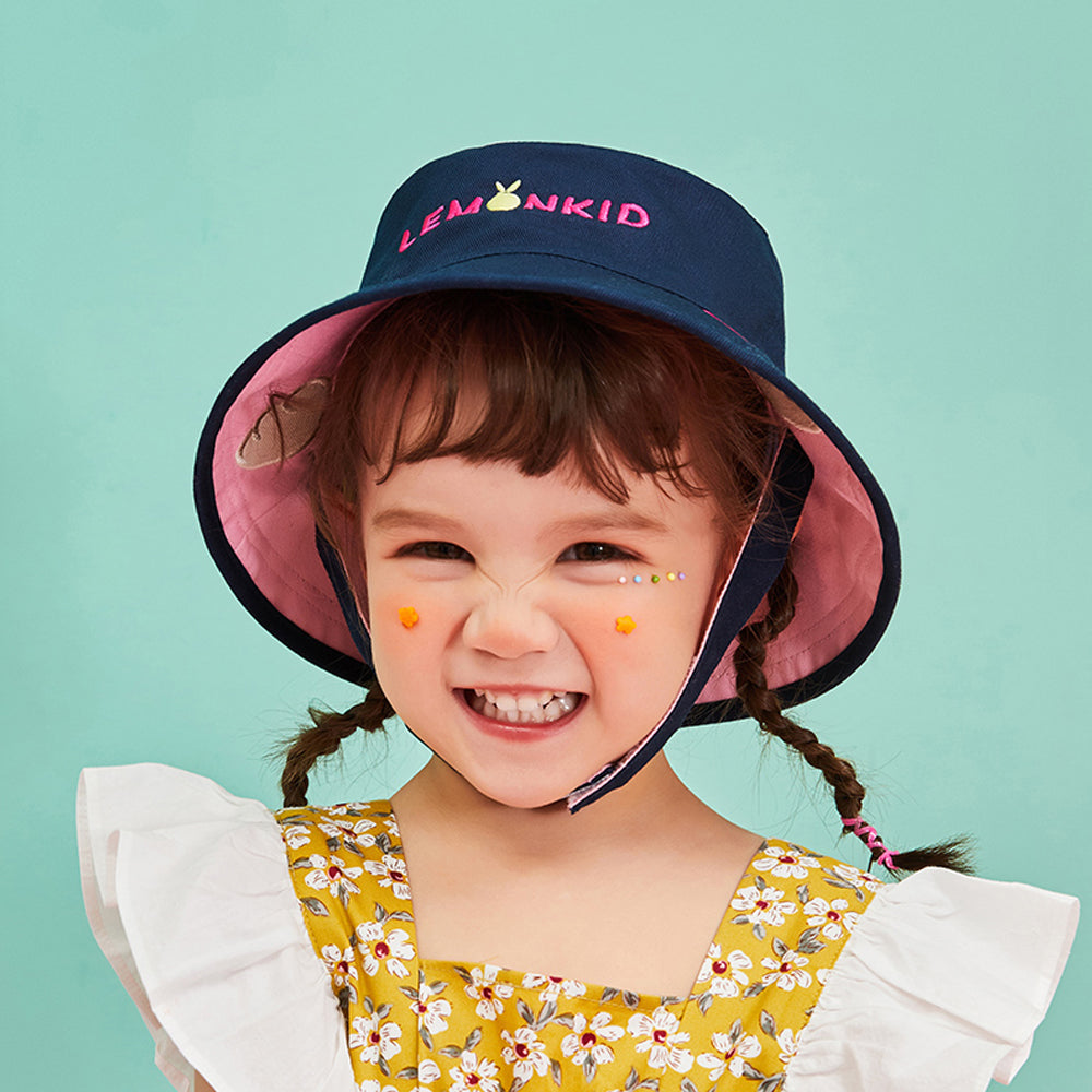 Little Surprise Box Pink & Navy Dual Side Reversible Sun Hat with UPF50+ for Toddlers& Kids