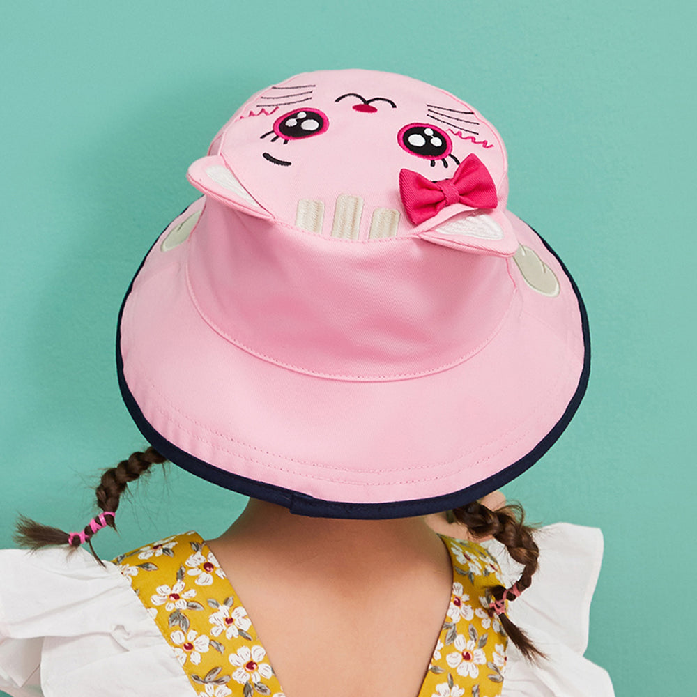 Little Surprise Box Pink & Navy Dual Side Reversible Sun Hat with UPF50+ for Toddlers& Kids
