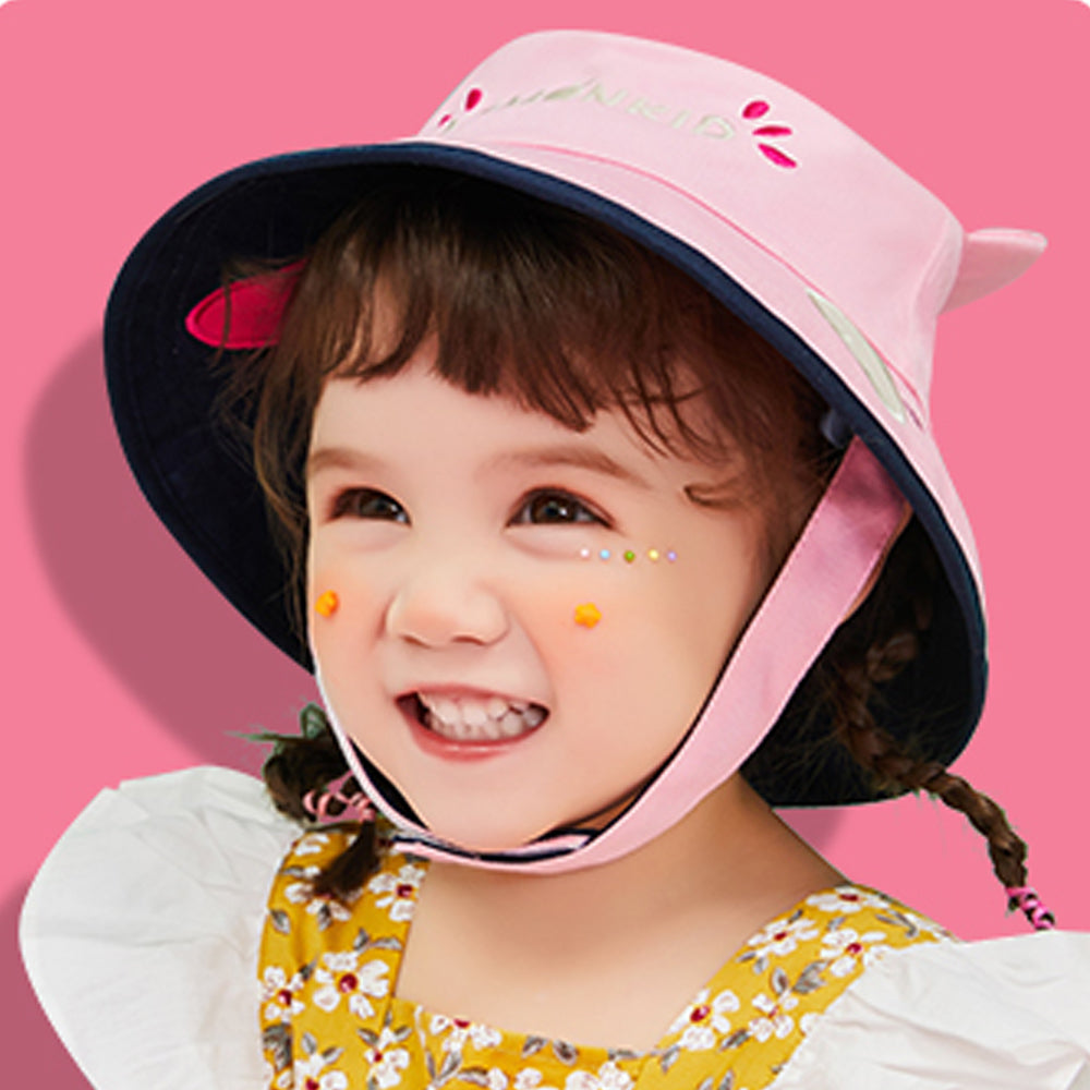 Little Surprise Box Pink & Navy Dual Side Reversible Sun Hat with UPF50+ for Toddlers& Kids