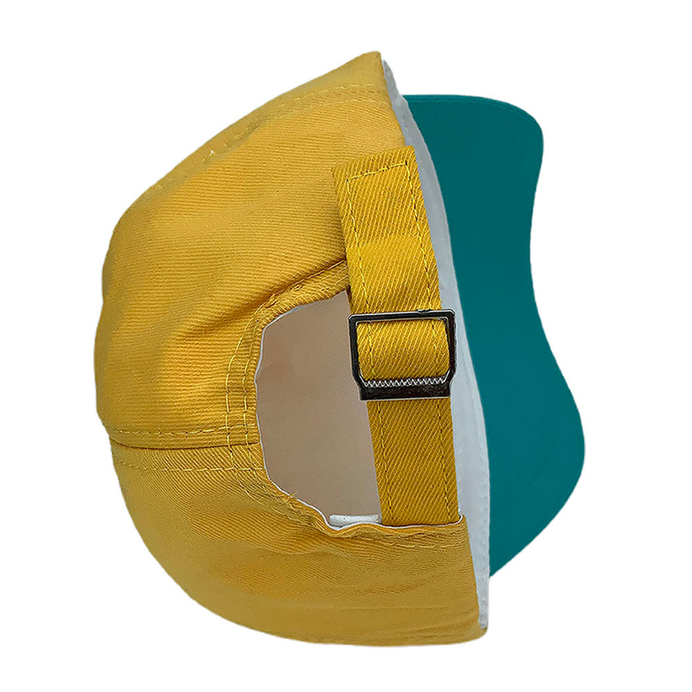 Little Surprise Box, Yellow & Teal 3d Dino on wheels Casual Cap for Kids