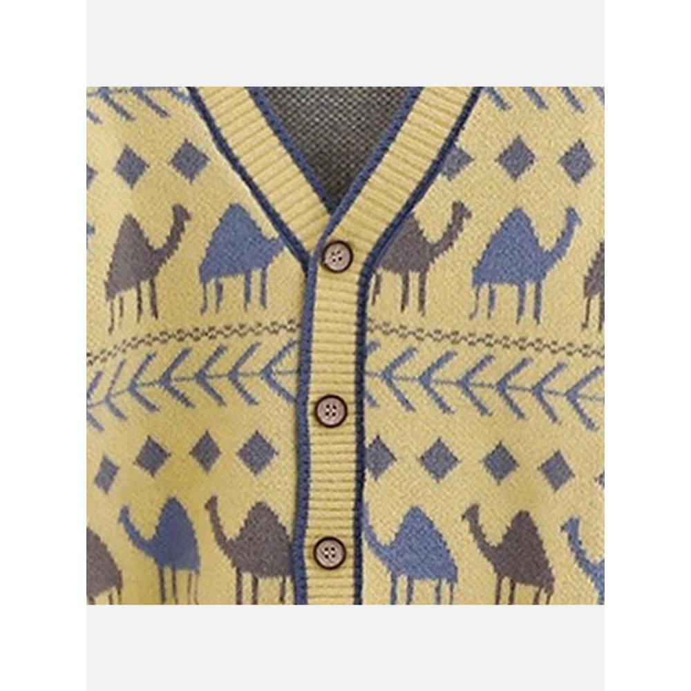 Kids Yellow Camel Troop, Cardigan V Neck Sweater