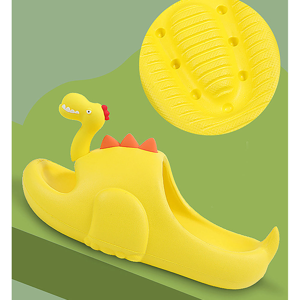 Little Surpise Box Yellow 3D Long Neck Dino Slip On Clogs, Summer/Monsoon All Season Footwear For Toddlers & Kids