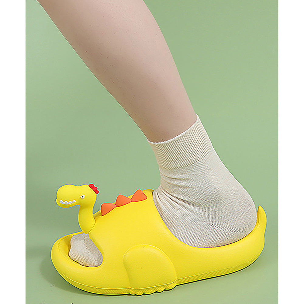 Little Surpise Box Yellow 3D Long Neck Dino Slip On Clogs, Summer/Monsoon All Season Footwear For Toddlers & Kids
